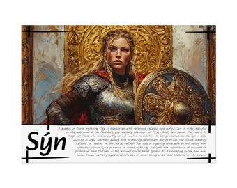 Norse Mythology Art Rolled Poster of Syn, Norse Pagan, Warrior Decor, Viking History, Gift for Fans, Nordic Vibe, History Classroom Art