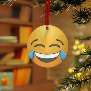Lustige Emoji Metallverzierungen - Humorvolle Dekorationen für Weihnachten, Weihnachtsgeschenk, lachendes Gesicht, Baumdekor, Trending Sammlerstück