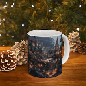 Enchanted Fae Forest Ceramic Mug, magical drinkware, cozy cottagecore decor, perfect gift for holidays, whimsical coffee cup, fantasy lovers
