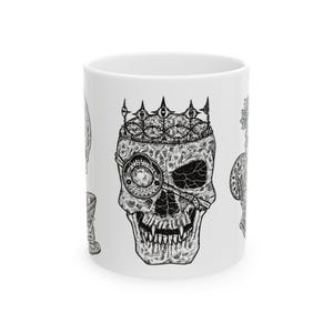 Adult Coloring Cup, Gothic Skull Ceramic Mug - Unique Gift for Halloween, Coffee Lovers & Occult Enthusiasts, 11oz/15oz