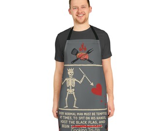 Grembiule da cuoco con scheletro Anarchy and Tri-tip, regalo di cucina stravagante per gli amanti del barbecue, accessorio da cucina divertente, umorismo culinario, grembiule unico per lui