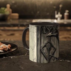 Mystical Raven Mug, Enigmatic Raven Cup, Gothic Coffee Mug, Unique Black Bird Drinkware, Halloween Gift for Bird Lovers image 9