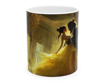 Op Belle en het Beest geïnspireerde keramische mok, magisch cadeau voor Disney-liefhebbers, thee- en koffiemok, gezellig interieur, perfect voor verjaardagen,