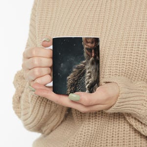 Viking Warrior Ceramic Mug, Epic Fantasy Design for Coffee, Tea Lovers, Gift for Men, Unique Mancave Home Decor, 11oz, 15oz