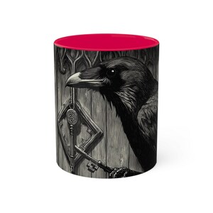 Mystical Raven Mug, Enigmatic Raven Cup, Gothic Coffee Mug, Unique Black Bird Drinkware, Halloween Gift for Bird Lovers image 3