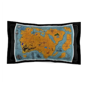 Taie d'oreiller vintage carte au trésor Lemuria Nova, 2 tailles, chambre nautique, cadeau de voyage, décoration confortable, accessoire de chambre carte unique