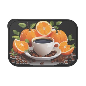 Coffee and Citrus Vibes Bento Box, Meal Prep Container with Utensils, Cute Lunch Box, Eco Friendly Food Storage, Perfect for Picnics, Gifts