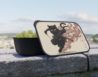 Ninja Cat Bento Box, Anime Inspired Fun Lunch Container for Kids and Adults, Stylish Meal Prep Box, EcoFriendly Lunchware, School or Work