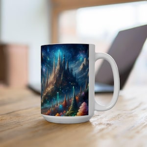 Asgarðr: Home of the Norse Æsir Gods Ceramic Mug, Viking Mythology Coffee Cup, Magical Art Mug, Enchanted Mug, 11oz, 15oz