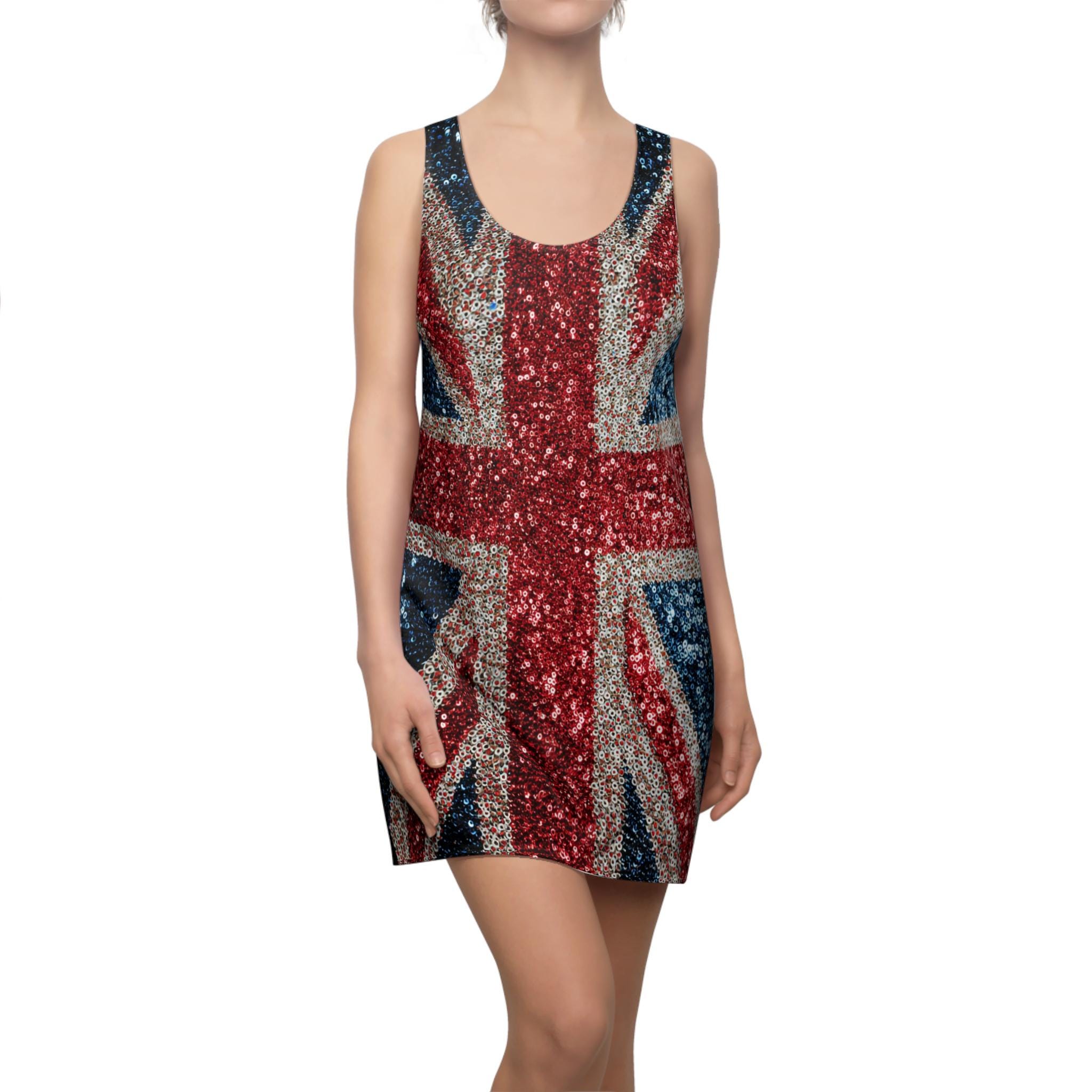 Mini Dress Union Jack Dress Australia Ladies Sequin Union Jack
