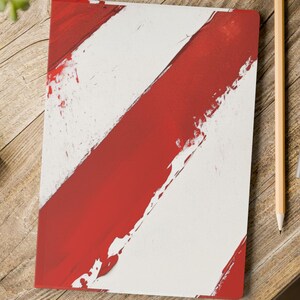Artistic Red and White Striped Softcover Journal, Modern Notebook for Writers, Creative Gift, Daily Planner, Sketchbook for Artists