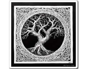 Imanes celtas del árbol de la vida, decoración bohemia, regalos inspirados en la naturaleza, accesorios de cocina, decoración ecológica para el hogar, arte mural