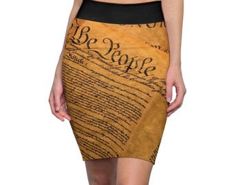 Constitution Print Women's Pencil Skirt, Political Fashion, Empowering Statement Piece, Office Wear, Unique Gift for Patriots