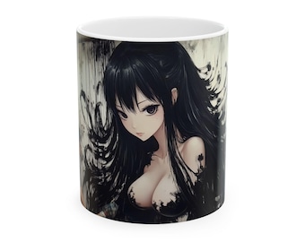 Anime Art Ceramic Mug, Unique Gift for Anime Lovers, 11oz 15oz Coffee Mug, Artistic Gamer Drinkware, Perfect for Birthdays and Collectors
