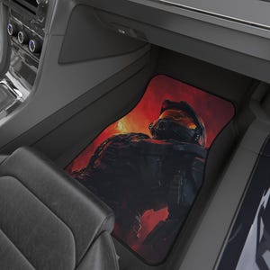 Epic Gamer Car Mats, Set of 4 Gaming Inspired Floor Mats, Black and Red, Car Show Enthusiasts, Gifts for Gamers, Futuristic Warrior