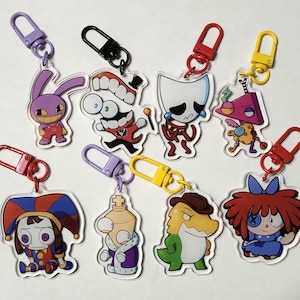 The Amazing Digital Circus 2 inch Acrylic Keychains: Pomni, Jax, Ragatha, Caine, Zooble, Kinger, Gangle, and Gummigoo