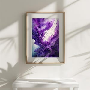 Purple abstract wall art, watercolour art print, home decor for living room, office art print, abstract art, modern art, minimalist wall art