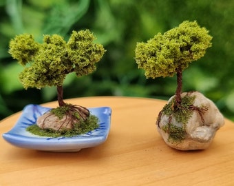 Miniature bonsai tree 1:12 scale dolls house bonsai tree on oriental plate- dollshouse decor- miniature tree