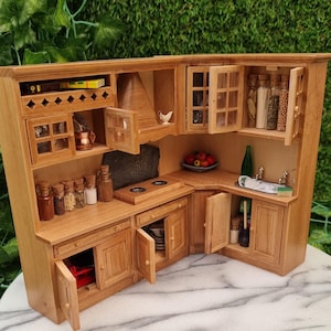 Mini kitchen units 1:12th scale modular dolls house kitchen cabinet dollhouse miniatures miniature kitchen dollhouse furniture corner unit