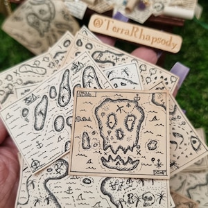 Conjunto de 3 mapas del tesoro en miniatura a escala 1:12- mapa pirata de casa de muñecas- mapas en miniatura pirata mini mapas
