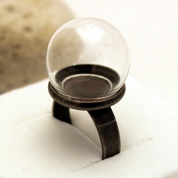 Glass dome DIY do it yourself kit for making adjustable ring snowglobes, terrariums, dioramas and keepsakes- great craft gift