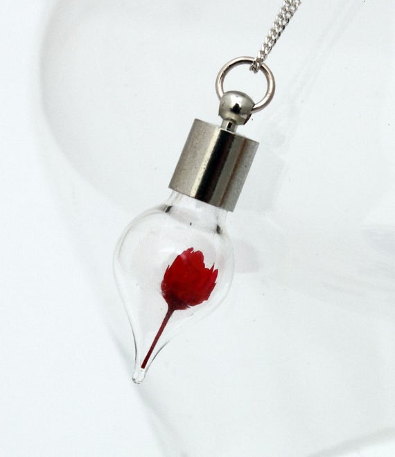 Rouge Pavot collier photo dôme en verre noir chaîne collier pendentif en gros