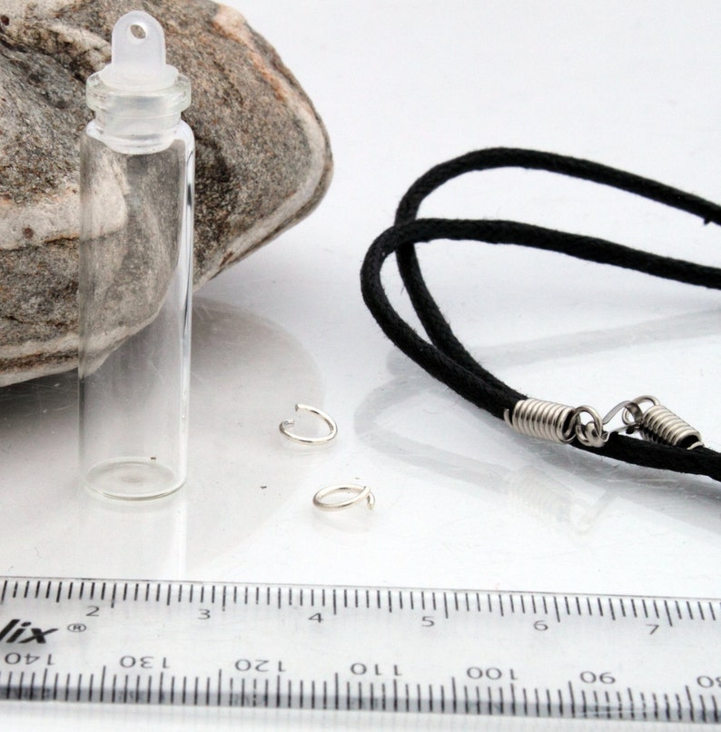 Large tube Do It Yourself DIY glass vial pendant kit jewellery making kit with choice of chain cord craft gift DIY jewellery kit blood vial image 1