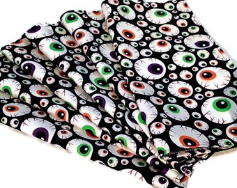 Halloween Fabric Napkins • Skelton Eyeballs • Set of 4 • Scary Halloween Party Decor • Spooky Kids Party • Use Reuse Recycle