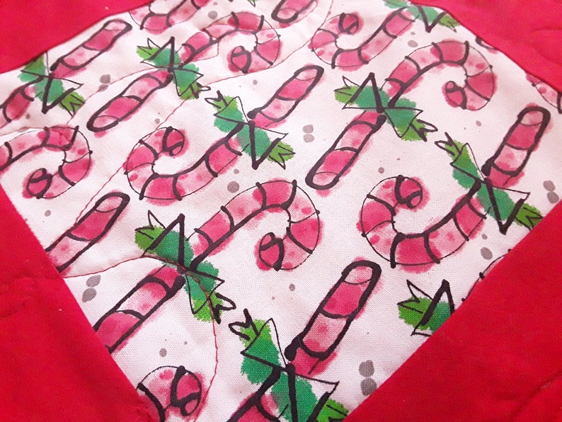 Candy Canes Christmas Table Runner Candy Cane Decor Quilted Etsy