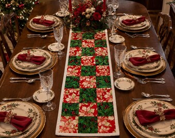 Christmas Table Runner • Poinsettia Table Centerpiece
