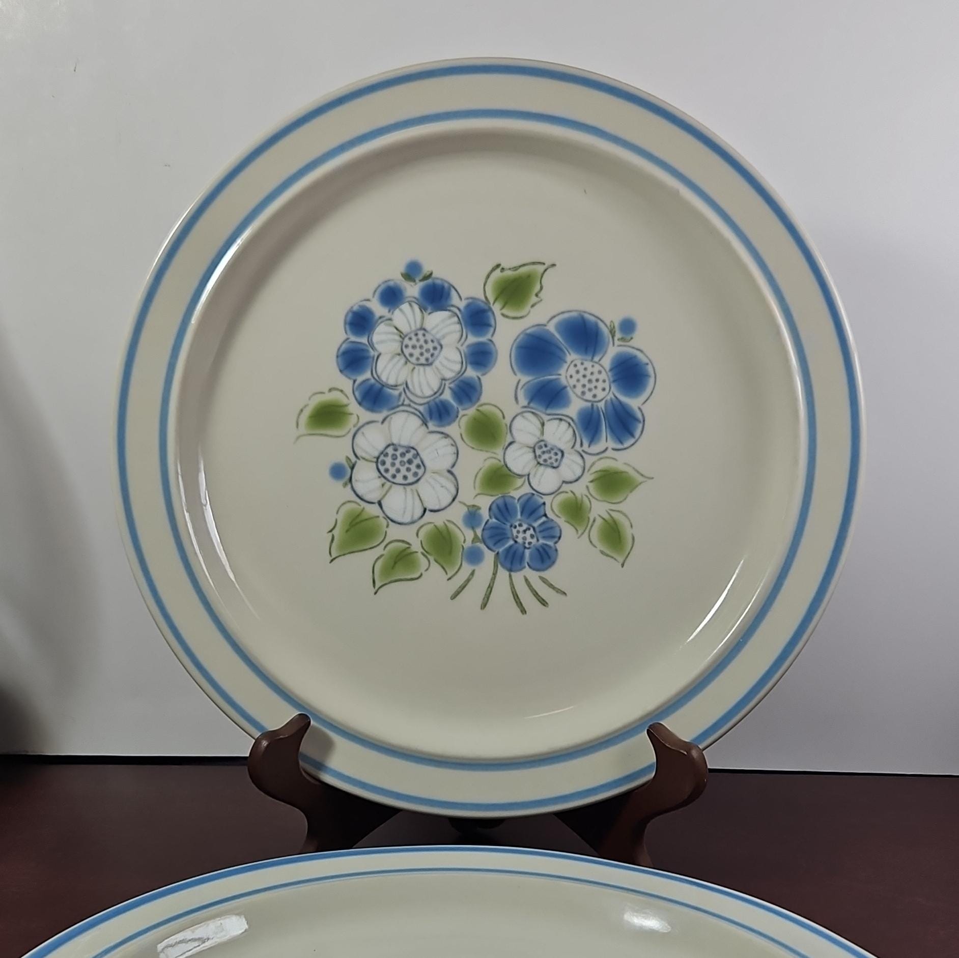 Blue Flower Stoneware Plates - Etsy