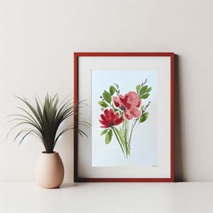Hand-Painted Watercolor Floral Bouquet Art – Original Botanical Artwork for Home Décor, Perfect Gift for Flower Lovers