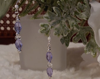 Purple Crystal Earrings/Beaded Drop Earrings/Lavender Crystal Drop Earrings/Girlfriend Gift/Earrings Gift For Her/Birthday Gift For Her