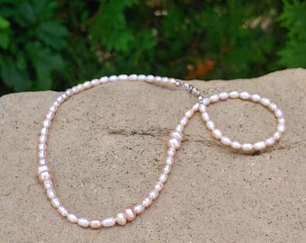 Freshwater Neutral Pearl Beaded Necklace/Dainty Pearl Necklace/Girlfriend Gift/Elegant Pearl Strand Necklace/Pearls/Necklace Gift For Her