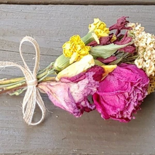 Dried Mini Floral Bouquet/Dried Colorful Posey/Mini Floral Bundle/Floral Arrangement/Nightstand Floral/Tabletop Floral/Flower Gift For Her