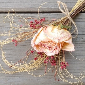 Real Dried Mini Pink Rose Floral Bouquet/Dried Creamy Pink  Posey/Dried Floral Bundle/Dried Single Rose/Girlfriend Gift/Floral Gift For Her