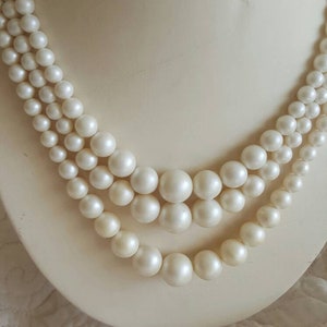 Vintage Faux Pearl multistrand necklace Long Wearable Matte pearl accessories jewelry bridal wedding redone