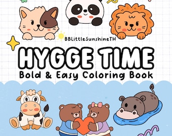 HYGGE TIME - 40 Animal Bold & Easy Coloring Book - Coloring Pages for Adults and Kids - Instant Download