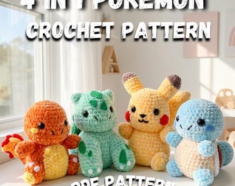 ポケモン風あみぐるみ編み図集 4in1 - PDFデジタルダウンロード