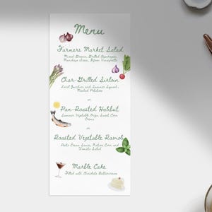 Personalisierte Aquarell Menükarte für Hochzeit, Geburtstag, Brautparty