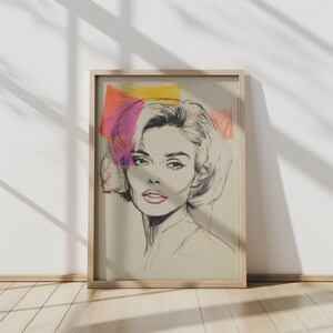 Retro Woman Portrait Print: Neon Glamour Pop Art (Digital Download)