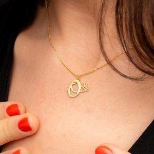 Dog Paw Necklace with Letter Charm, Personalized Paw Print Necklace, Dog Paw Necklace, Paw Print Necklace with Initial, Dog Mom Necklace