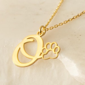 Initial Necklace, Paw Print Letter Necklace, Dog Memorial Necklace, Personalized Dog Loss Gift, Puppy Owner Gift, Birthday Gift for Her