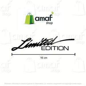 May include: Black "Limited Edition" graphic with a handwritten font style, measuring 16 cm. The image also features the "amaf shop" logo with a green shopping bag icon.