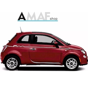 2 adesivi Fiat 500 strisce fiancate destra e sinistra SEMISCRITTA fasce tuning stickers decal