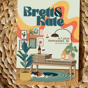 Retro Funky Wedding Save the Date Canva Template