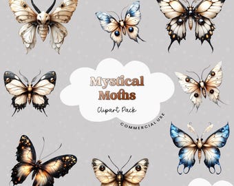 Mystical Moths Clipart Images PNGs 300dpi Clip art PNG, Moth Clipart, Butterfly Images, Death Moth PNG, death moth clipart, Butterfly PNG