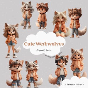 Cute Werewolf Clipart Images PNGs 300dpi Clip art PNG, Werewolf Clipart, Werewolf Images, Werewolf PNG, Halloween Clipart, Halloween Images
