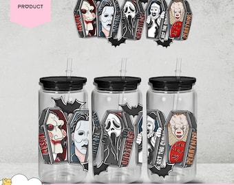 Horror Cup Wrap - 16 oz Libbey Glasverpackung | Druckfertiges wasserdichtes Design UVDTF