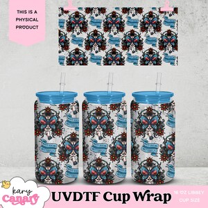 Anti-Social Butterfly Cup Wrap - Tattoo Style, Fits 16oz Libbey Glass